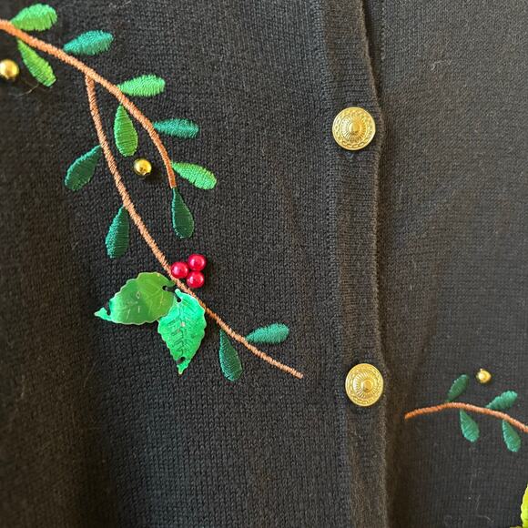 Red Cardinal Embroidered Winter Holiday Cardigan - Picture 3 of 7